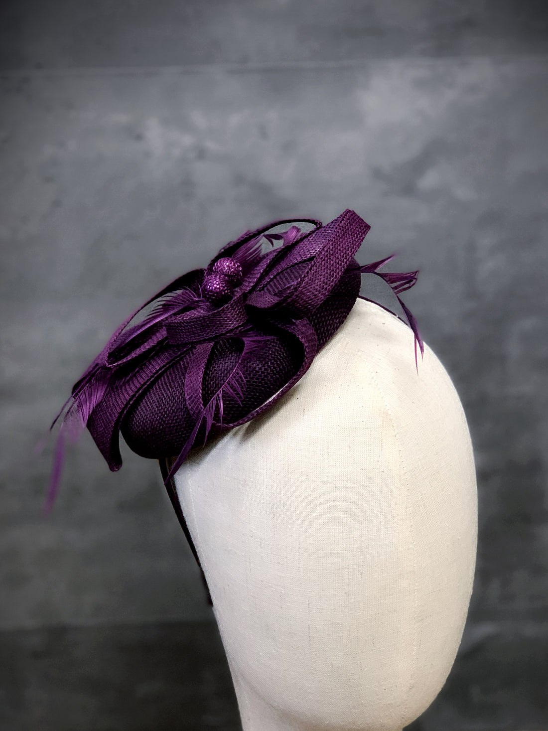 Bow Style Fascinator Hat – Purple