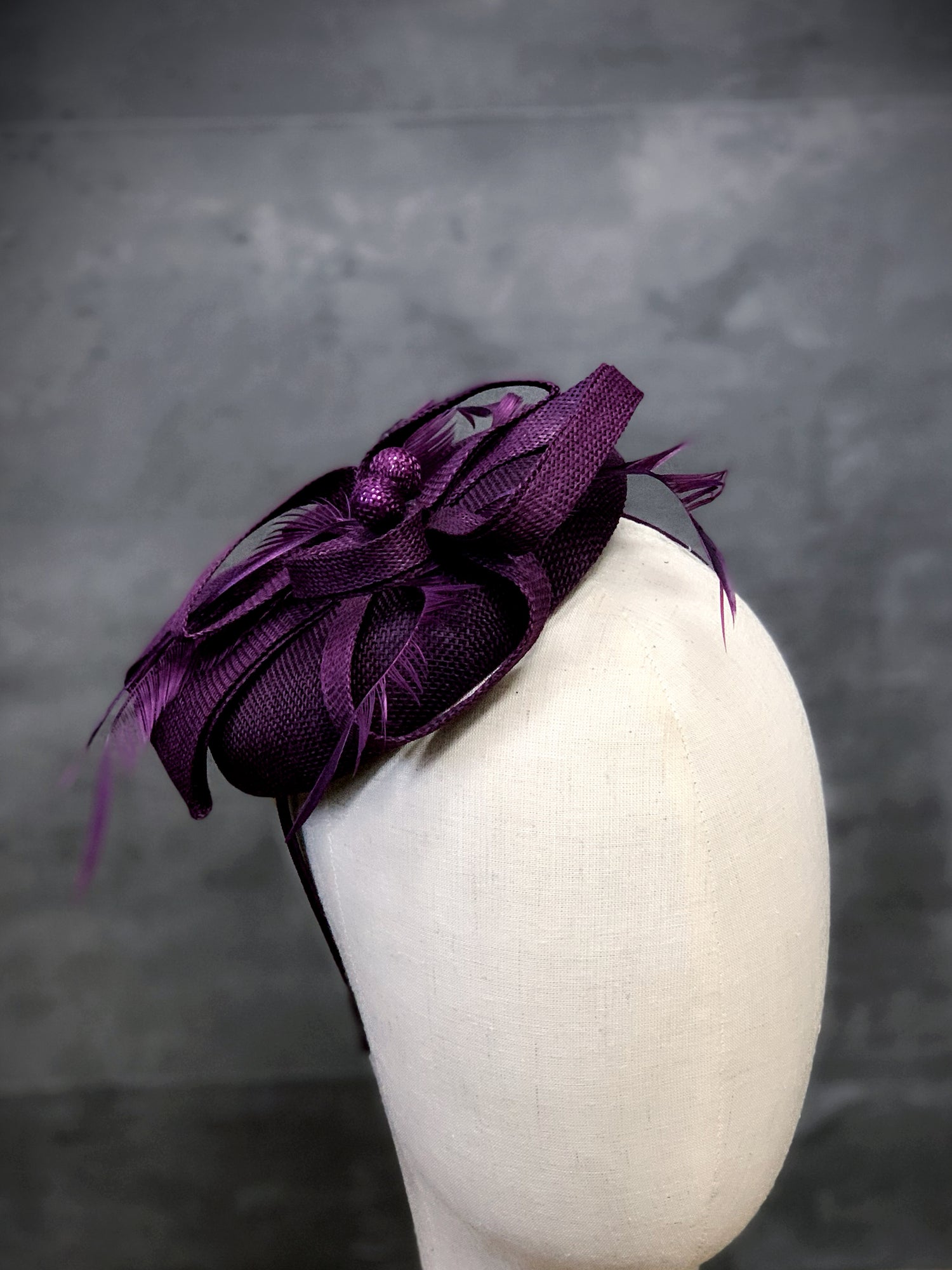 Bow Style Fascinator Hat – Purple