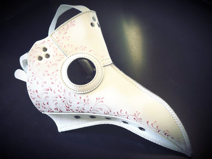 Vegan Leather Plague Mask - White/Pink