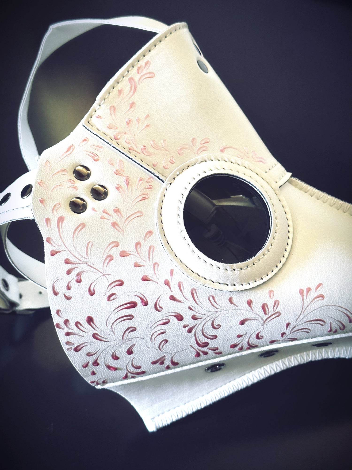 Vegan Leather Plague Mask - White/Pink