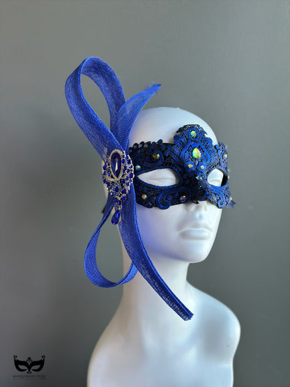 Macrame Tulle Mask - Blue