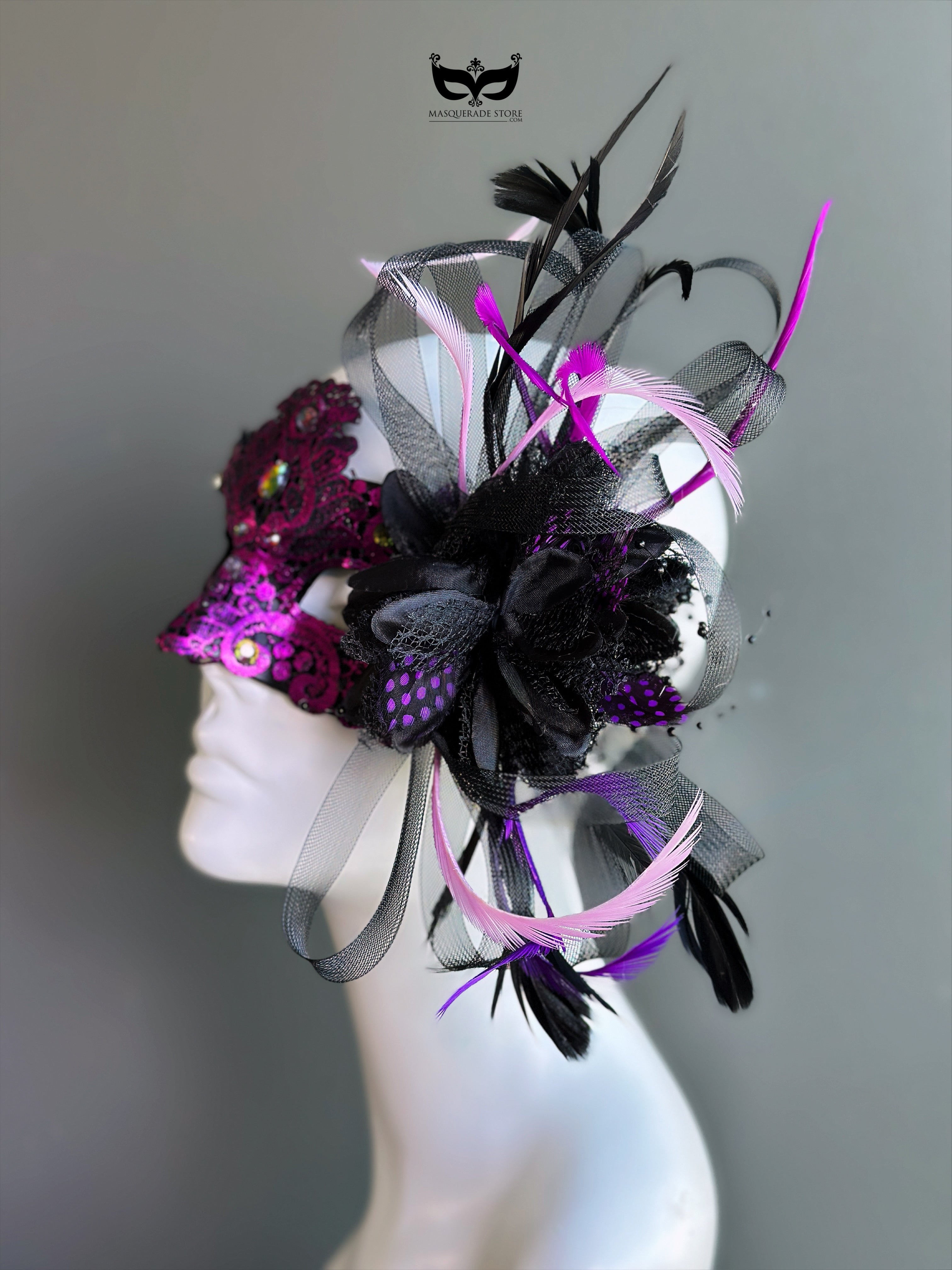Macrame  Mask - Purple/Black