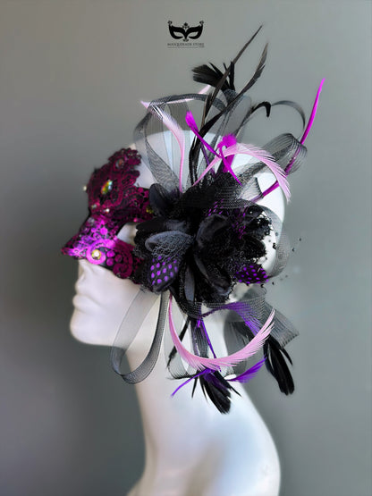 Macrame  Mask - Purple/Black