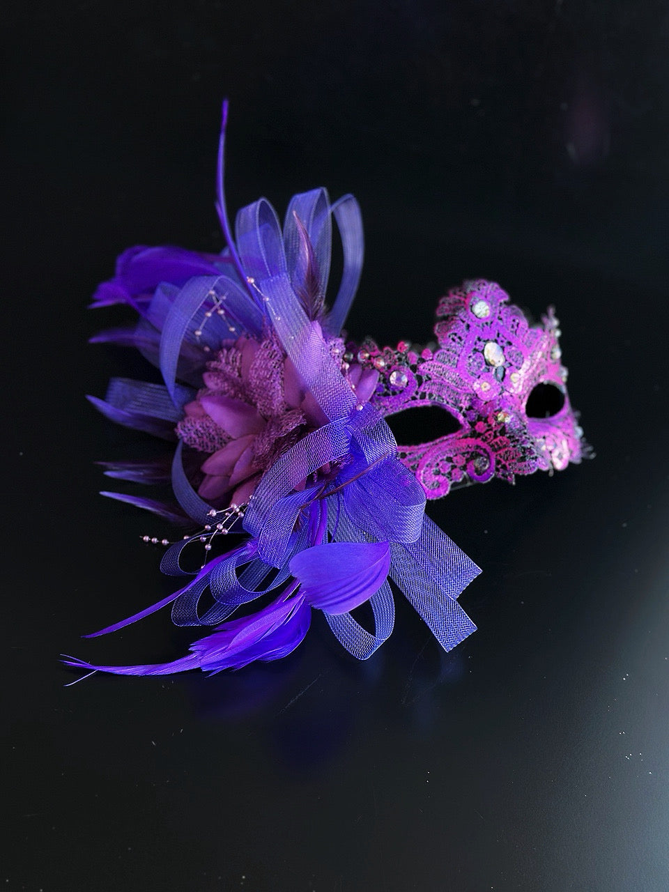 Macrame Feather Mask - Purple