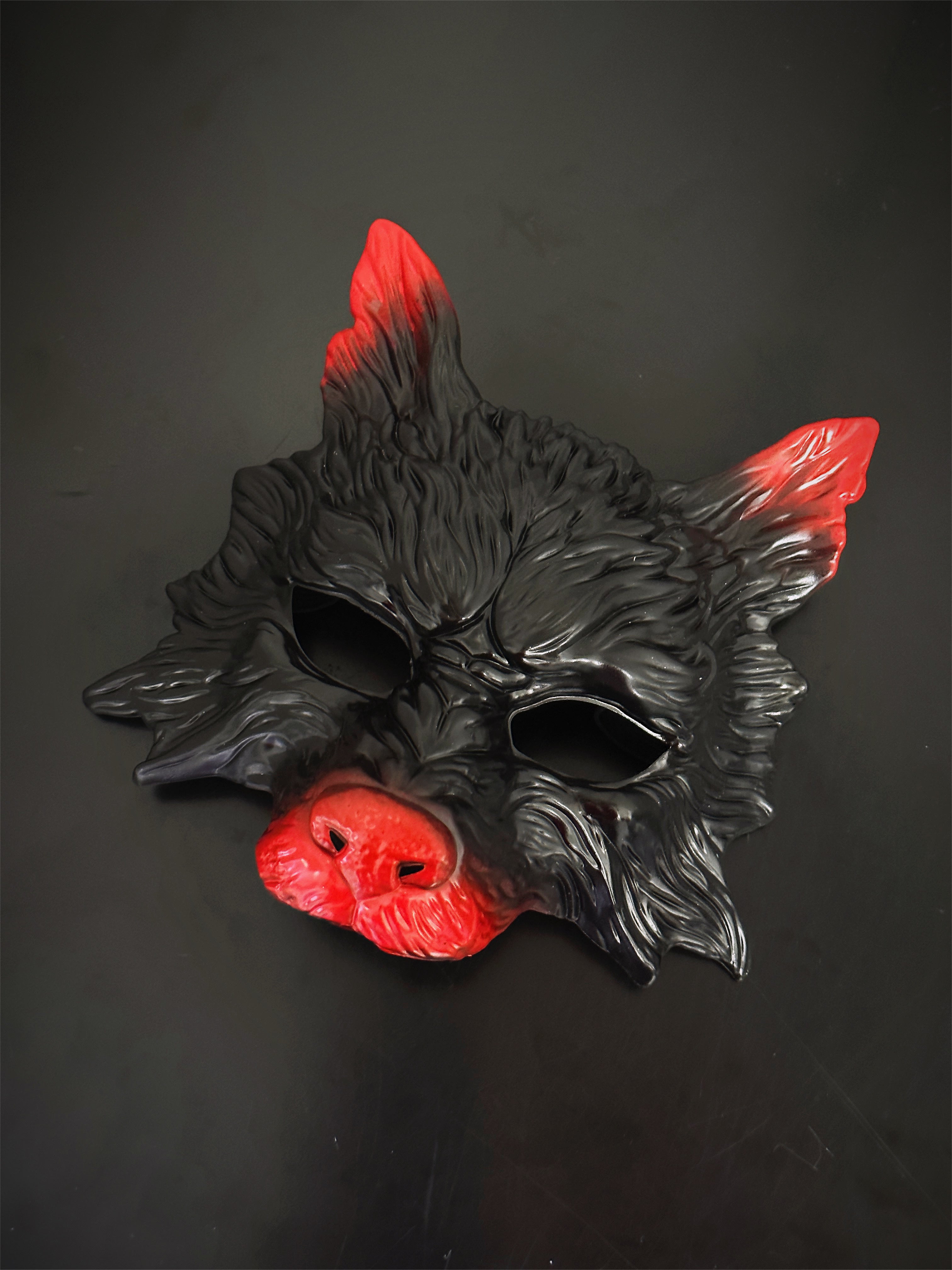 Werewolf Mask - Black/Red