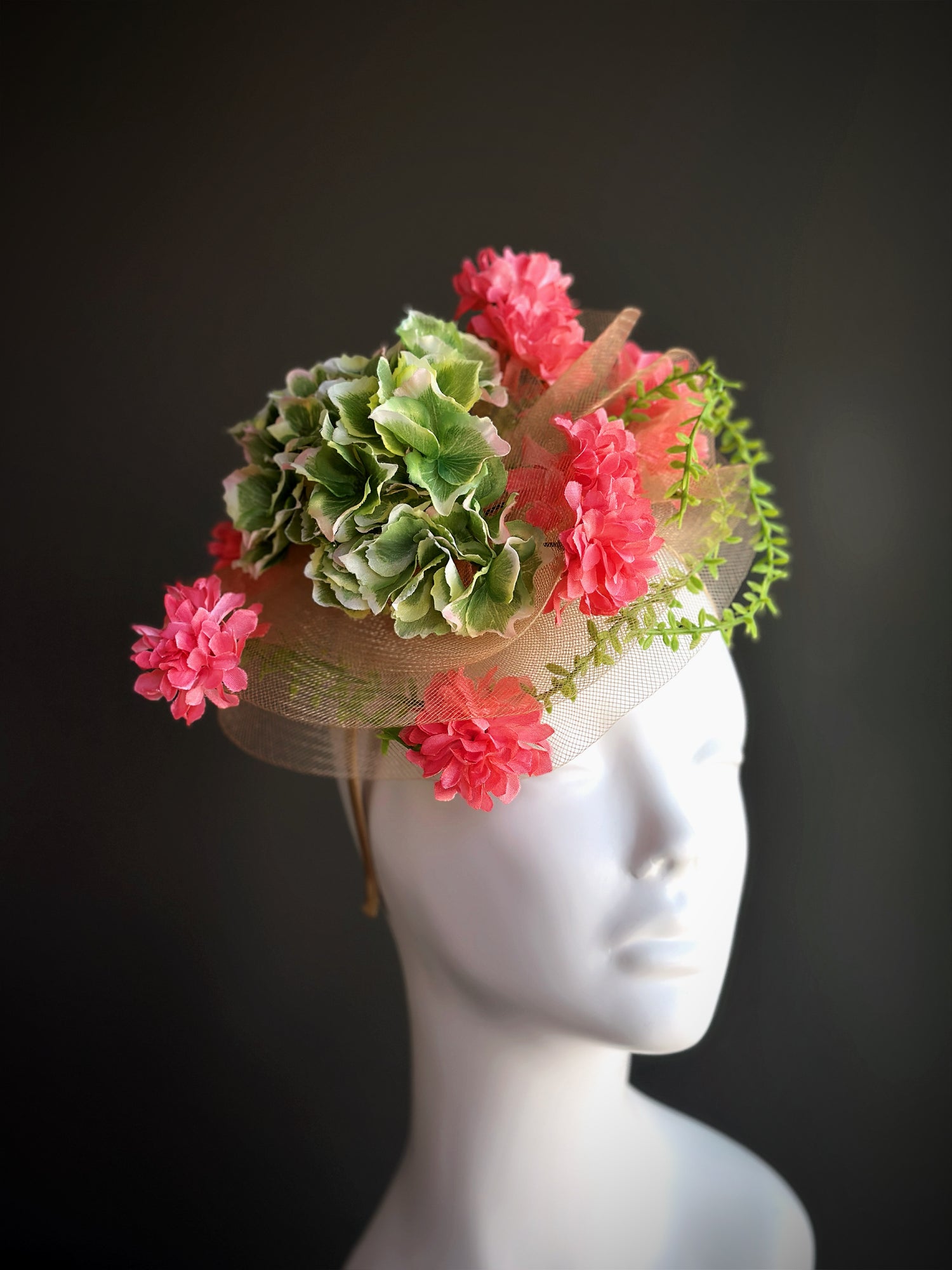 Blossom Grove Fascinator - Pink/Green