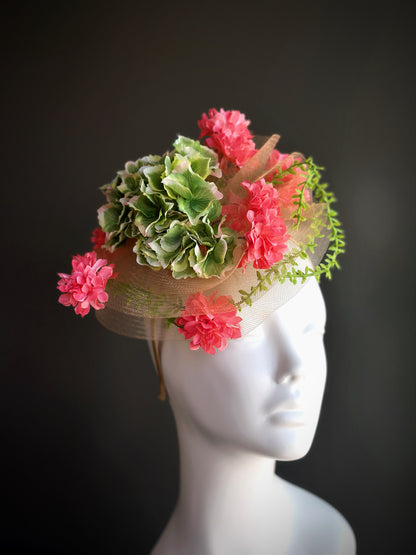 Blossom Grove Fascinator - Pink/Green