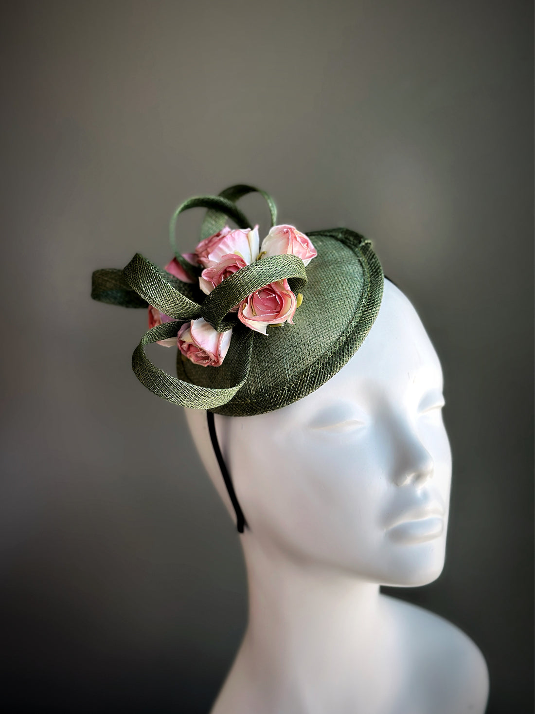 Spring Rose Whirl - Fascinator Hat - Pink/Green