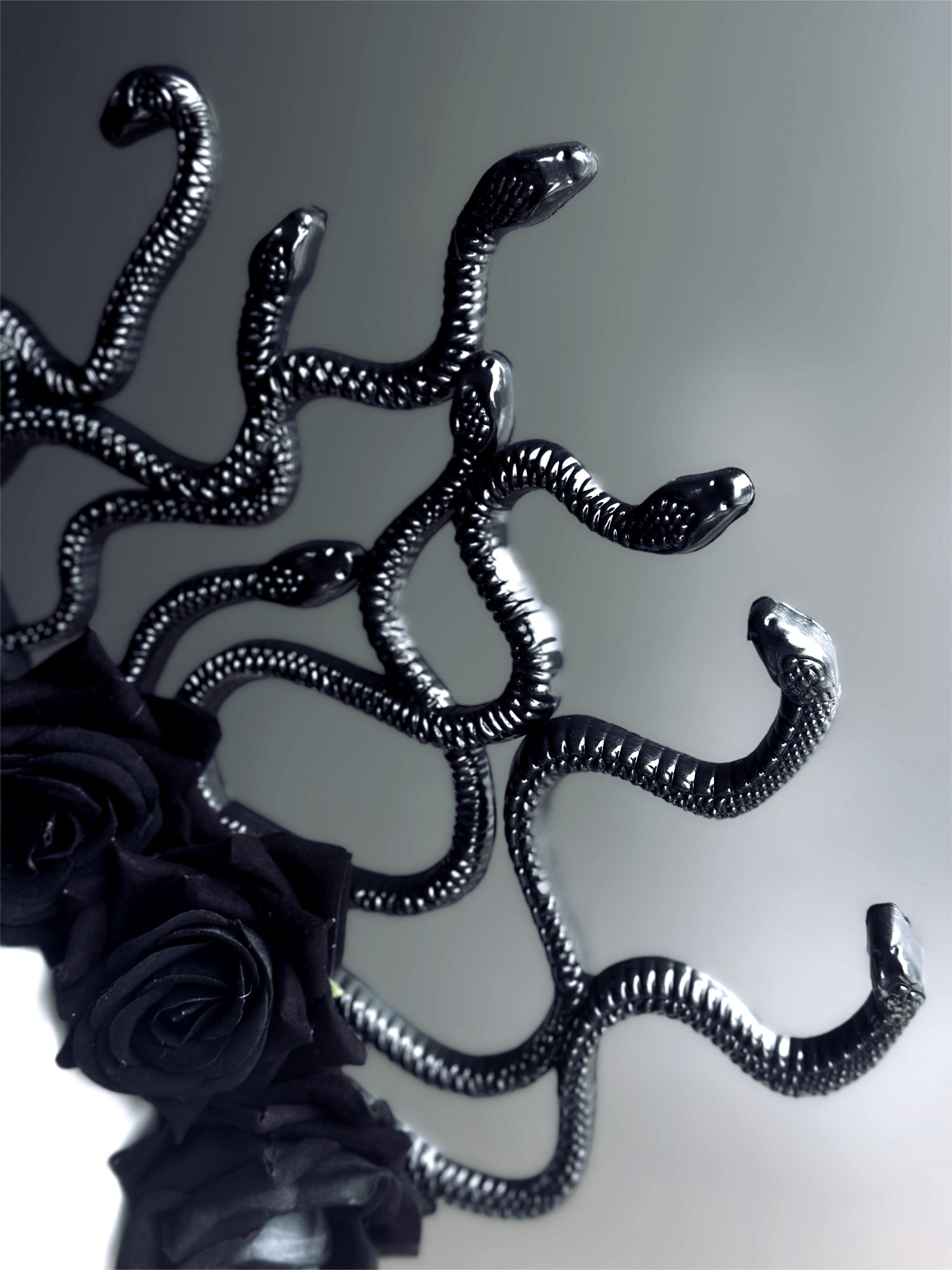 Medusa Snakes With Roses - Black