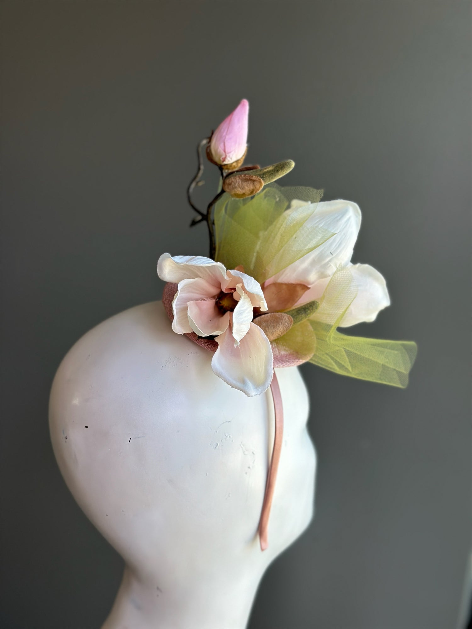 Soft Blush Pink Magnolia Fascinator
