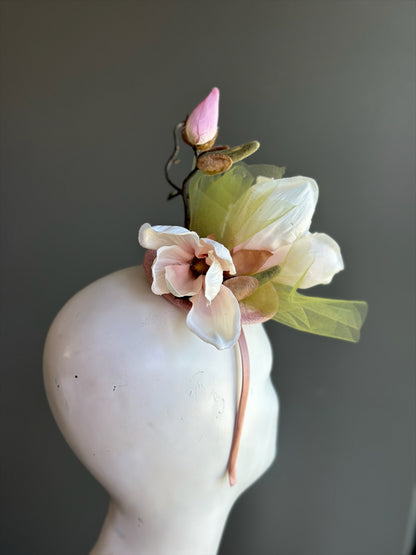 Soft Blush Pink Magnolia Fascinator