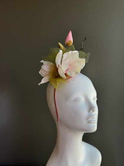 Soft Blush Pink Magnolia Fascinator
