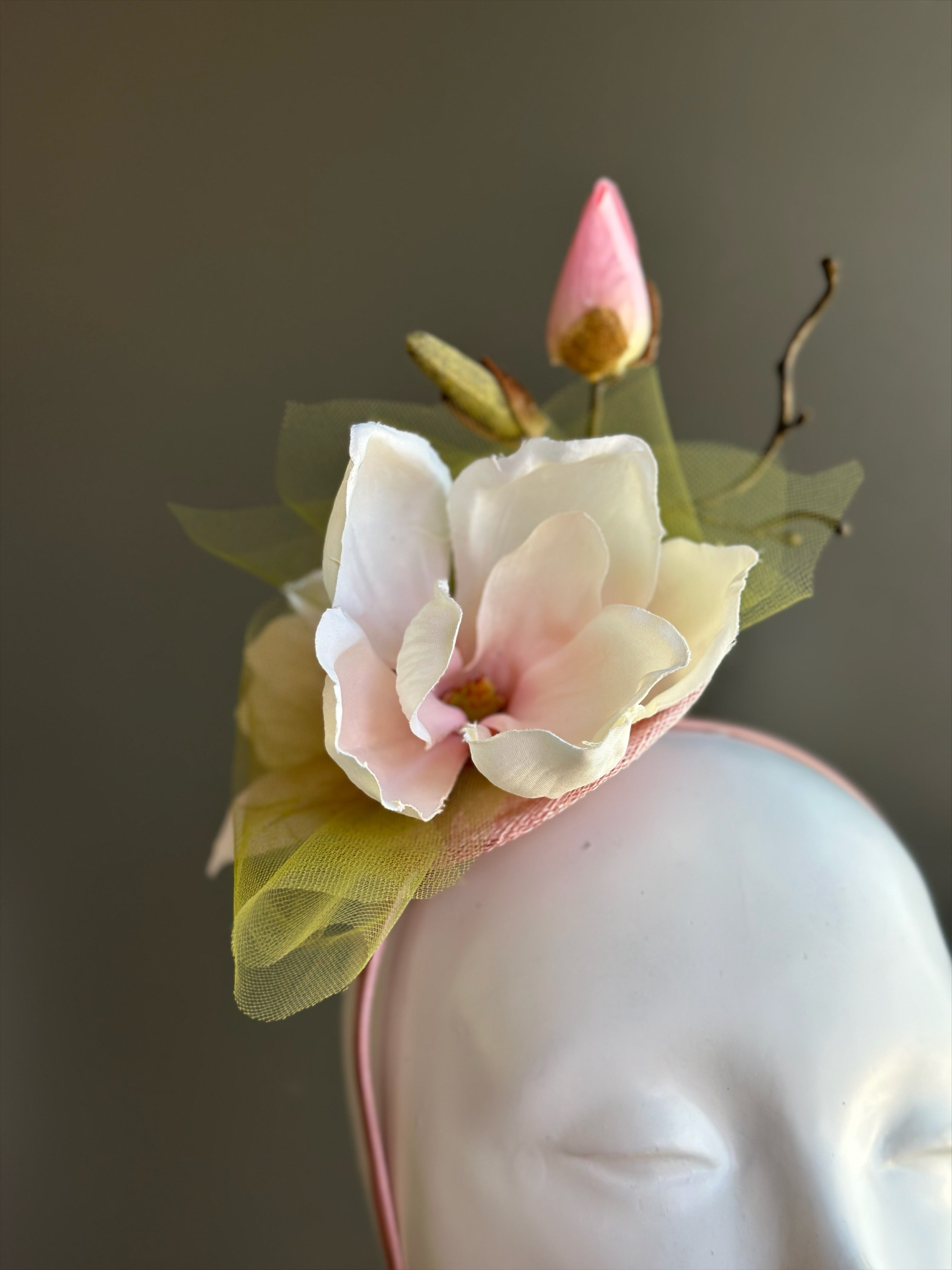 Soft Blush Pink Magnolia Fascinator