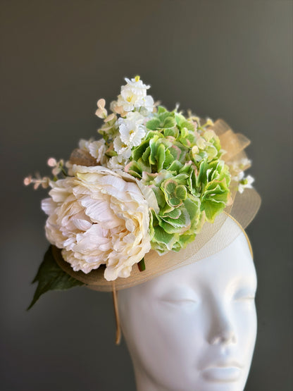Garden Peony Fascinator - Ivory