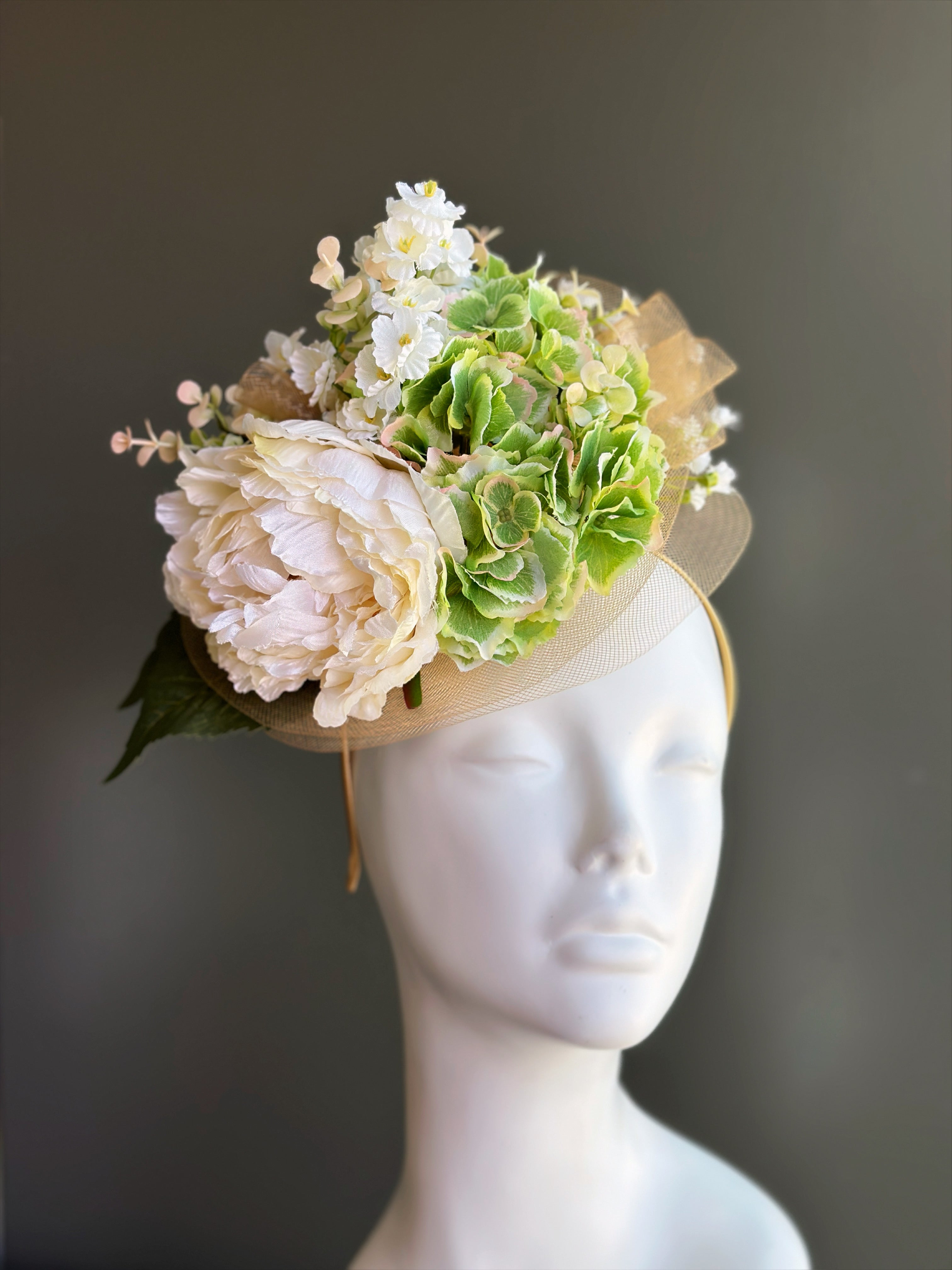 Garden Peony Fascinator - Ivory