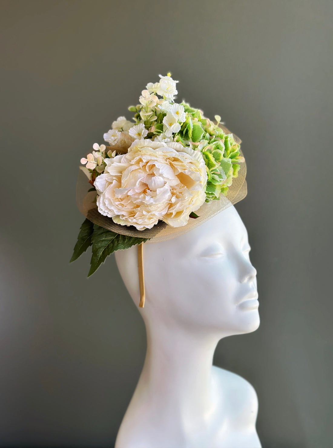 Garden Peony Fascinator - Ivory