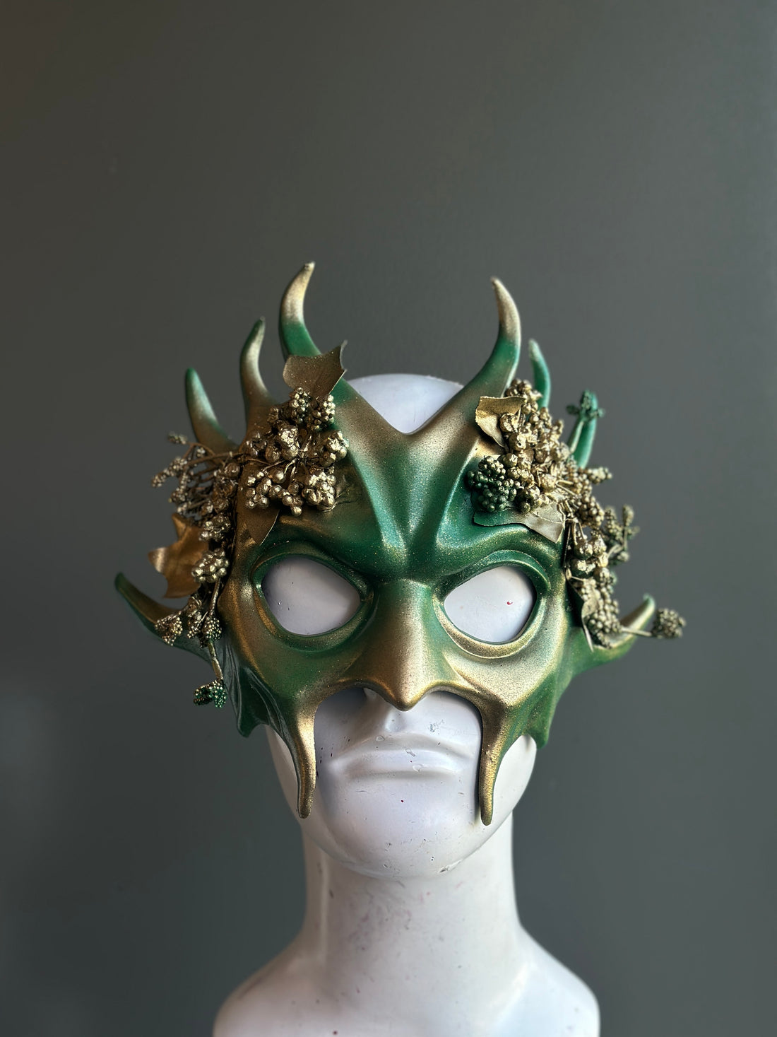 Forest Spirit Mask in Green & Gold
