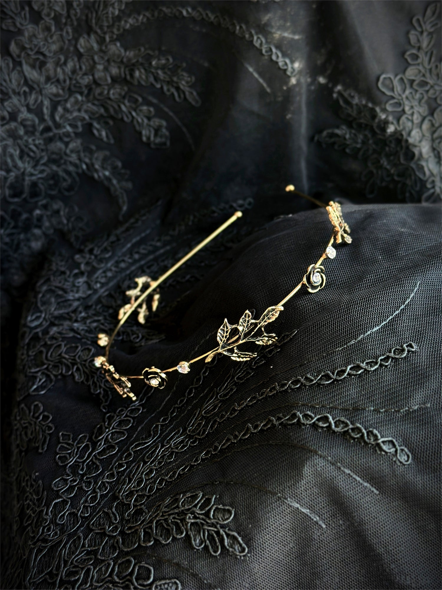 Enchanted Rose Headband - Gold