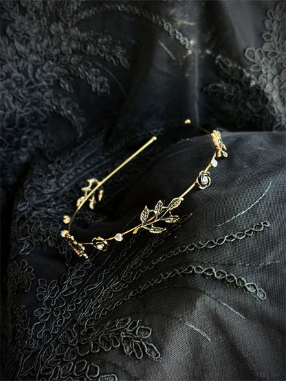 Enchanted Rose Headband - Gold