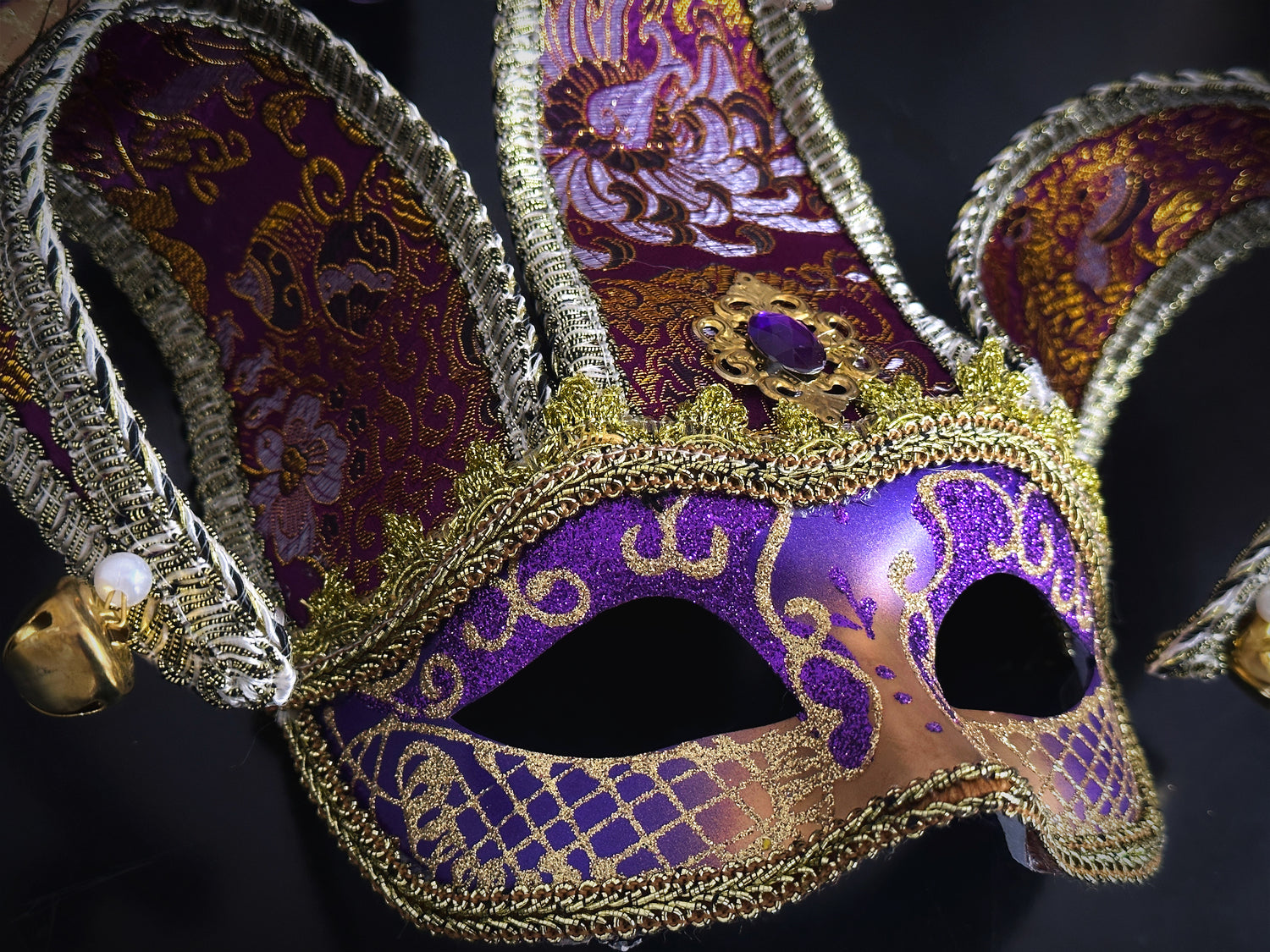 Venetian Jester Masks - Gold/Purple