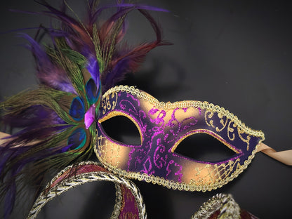 Venetian Jester Masks - Gold/Purple