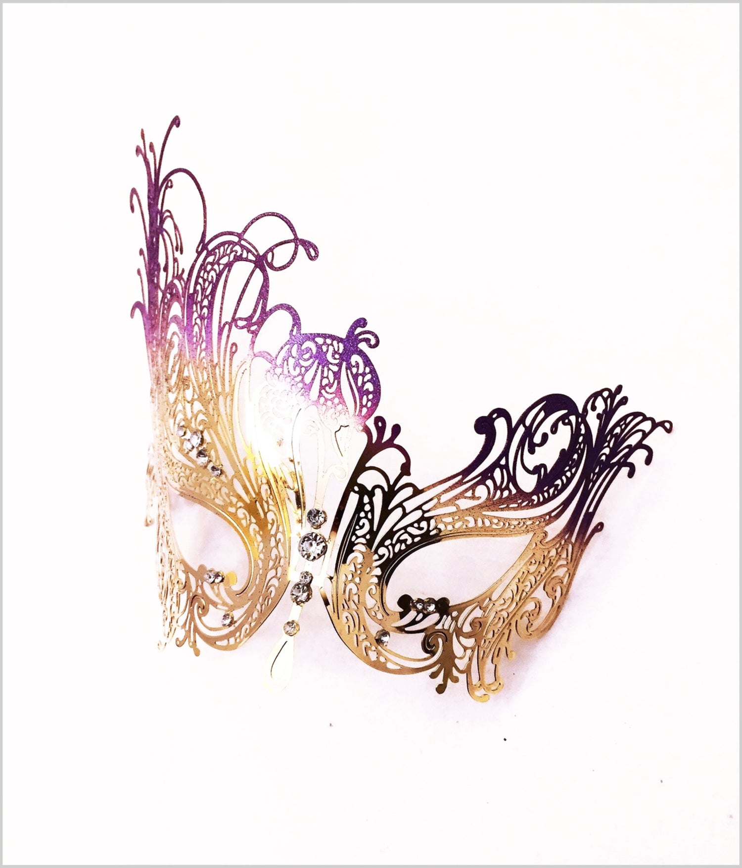 Swan Rhinestone Mask - Purple/Gold
