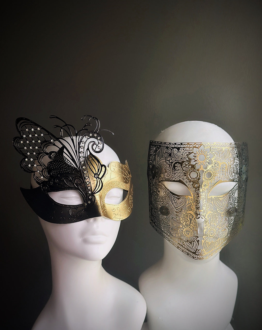 Enchanted Dusk Masks - Black/Gold - Masquerade Store