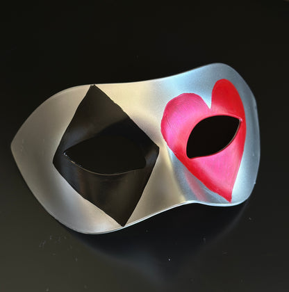 Silver Casino Masquerade Mask – Playing Card Venetian Eye Mask