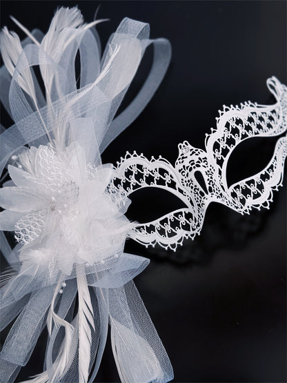Katherine Metal Mask - White Tulle