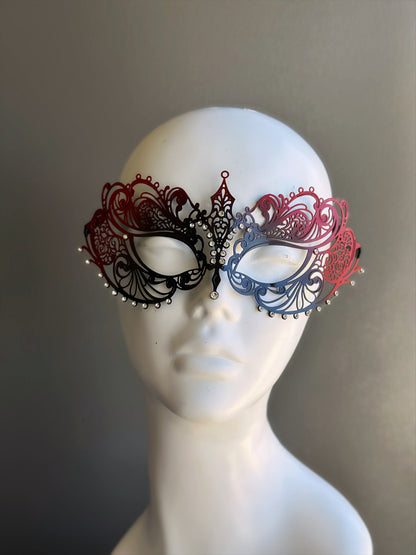 Ana Eleganza Metal Mask- Black and Red