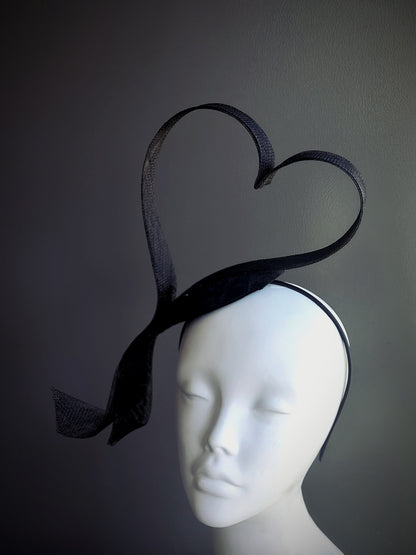 Tea Party Fascinator - Black Heart