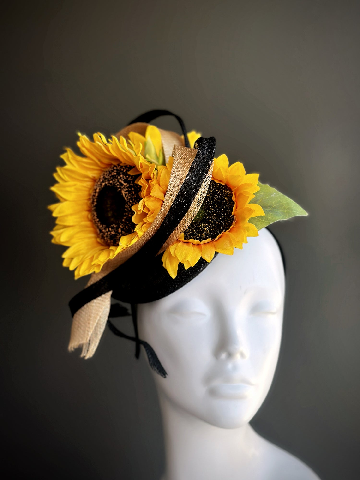 Sunflower Heart Fascinator Hat - Yellow