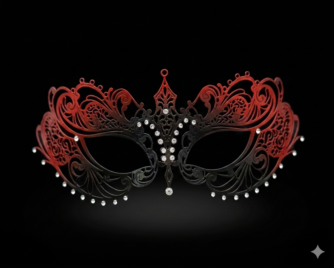 Ana Eleganza Metal Mask- Black and Red