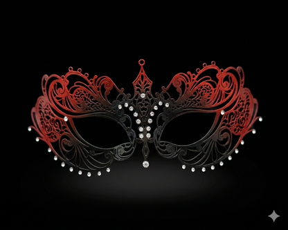 Ana Eleganza Metal Mask- Black and Red