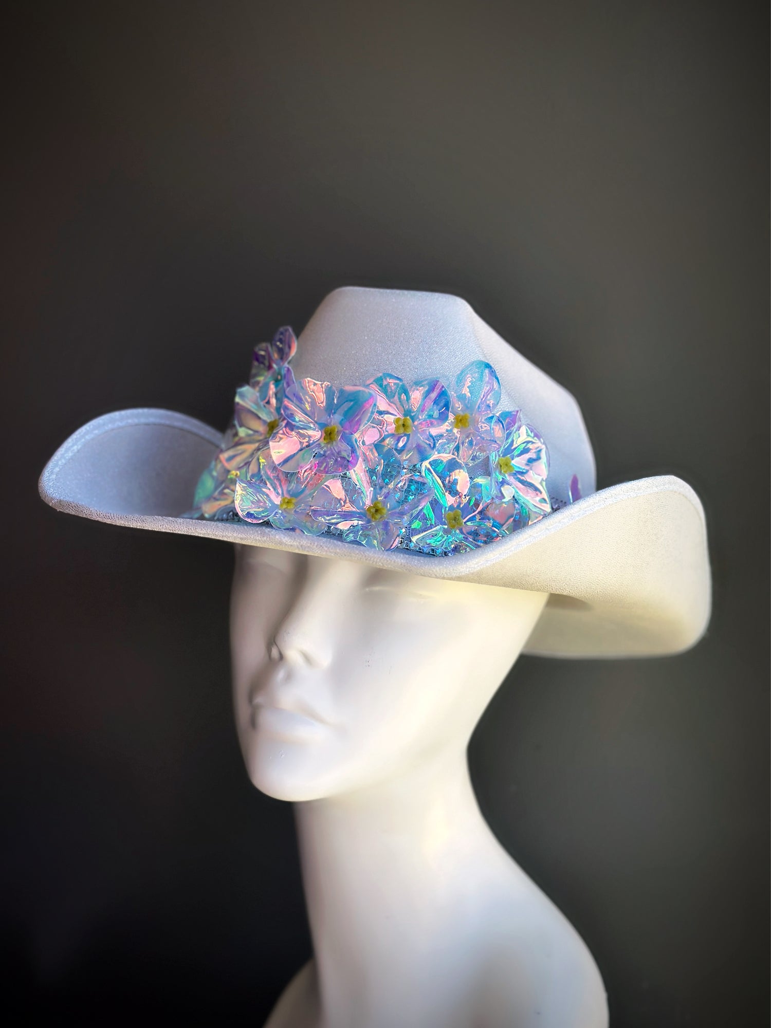 Flower Cowgirl Hat - Silver
