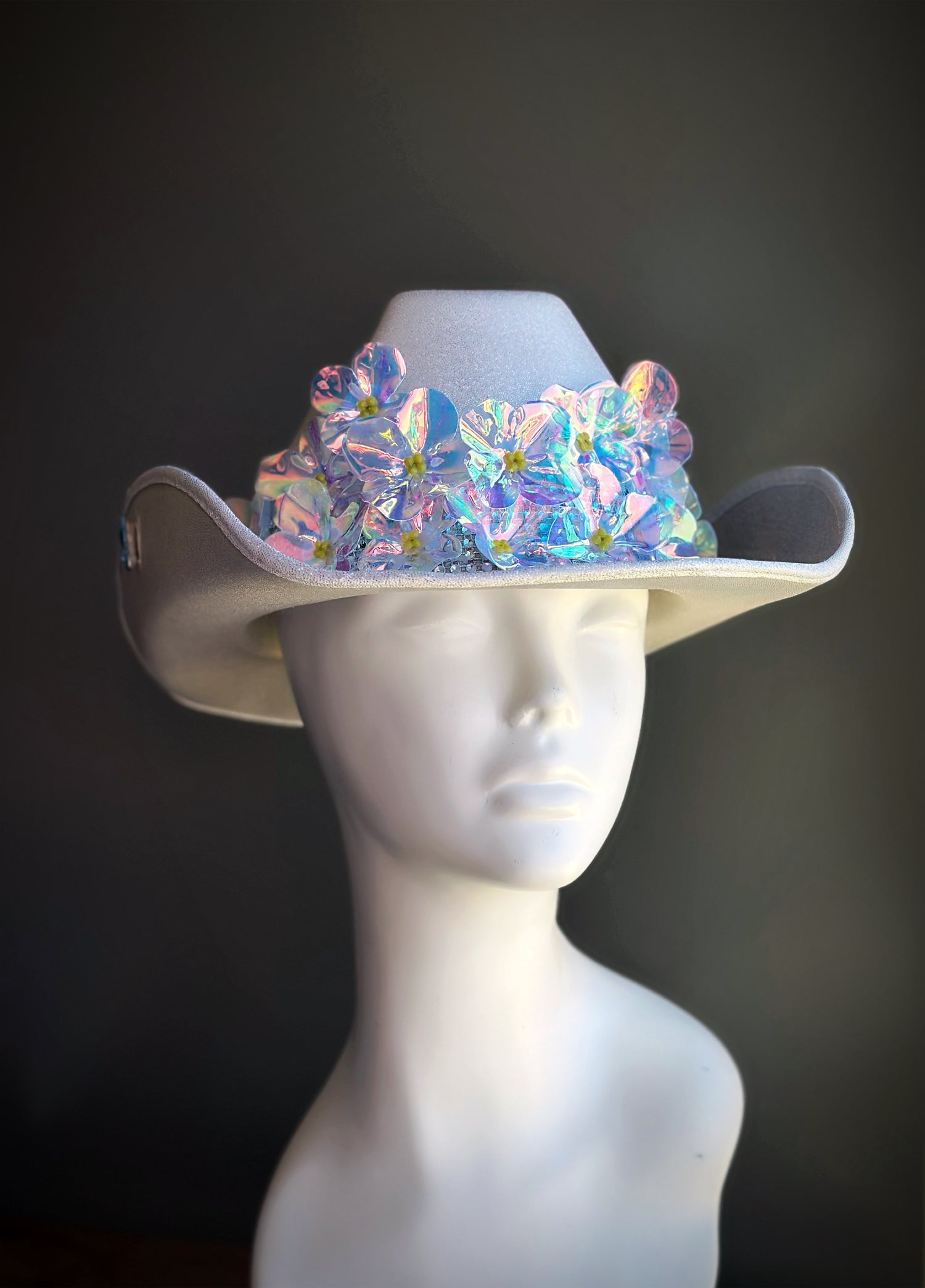 Flower Cowgirl Hat - Silver