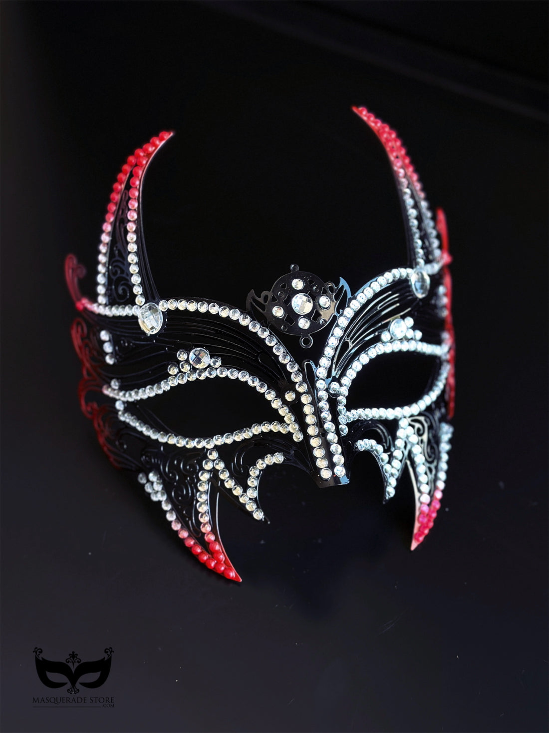 Inferno Eclipse - Mens Red &amp; Black Horned Mask