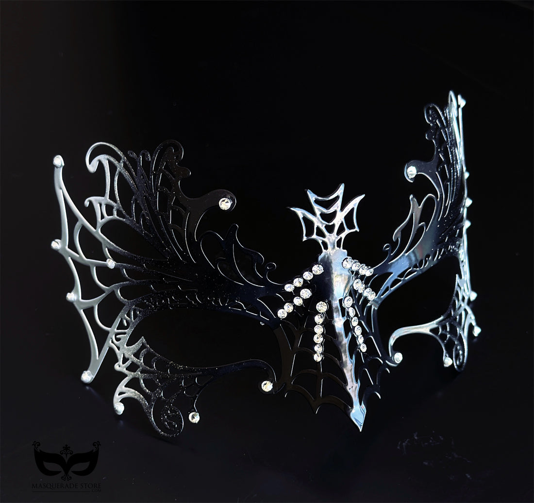 Silver Eclipse Spiderweb Mask - Black &amp; Silver