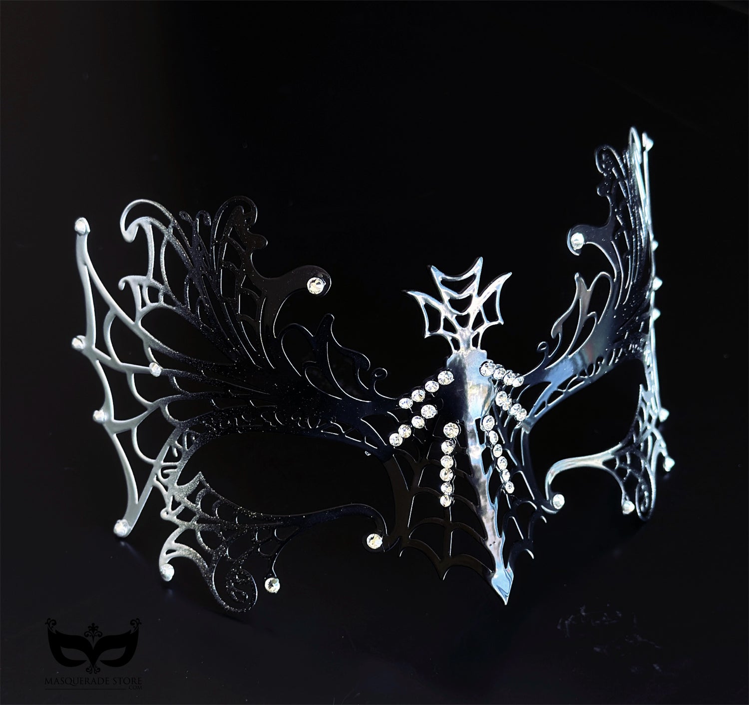 Silver Eclipse Spiderweb Mask - Black &amp; Silver