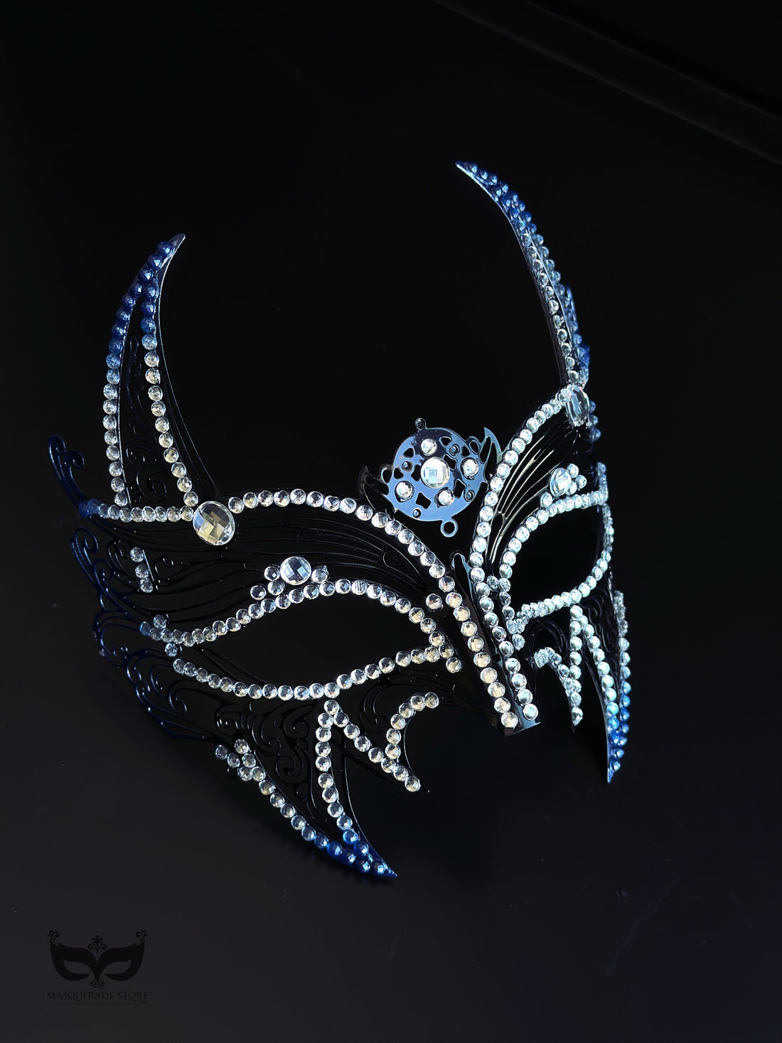 Sapphire Eclipse - Mens Blue &amp; Black Horned Mask