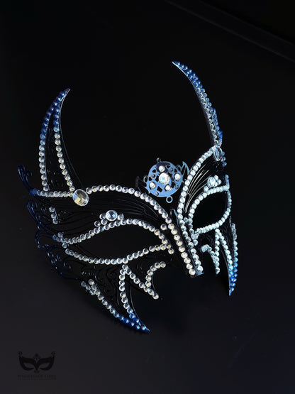 Sapphire Eclipse - Mens Blue &amp; Black Horned Mask
