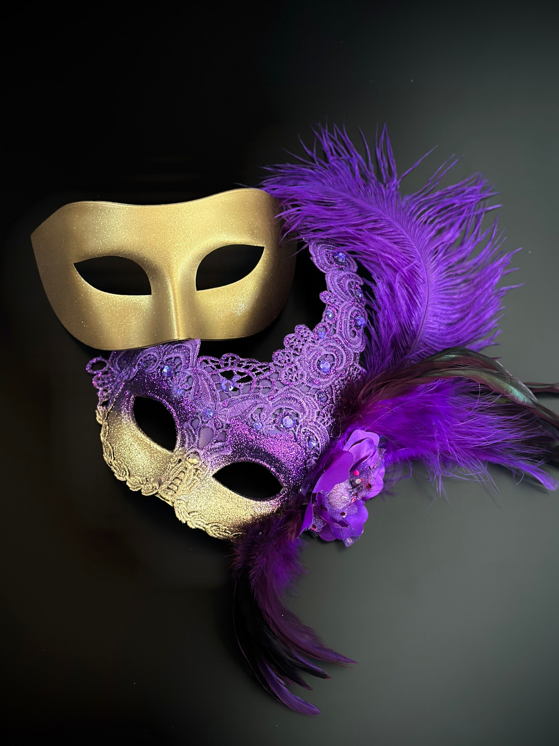 Venetian Brocade Masks - Purple Gold