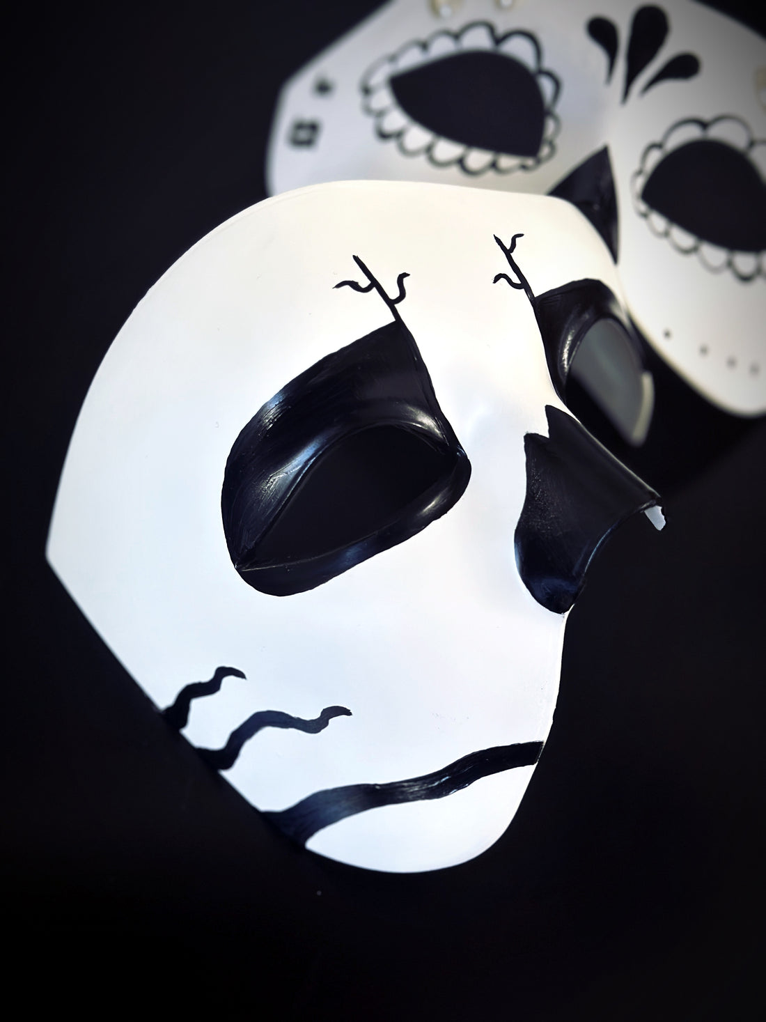 Dia De Los Muertos Masks - Black/White