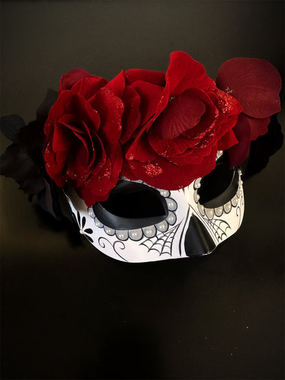 Red Flower Masks - Black/White