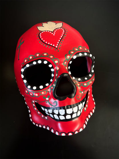 Floral Skull Masks - White/Red