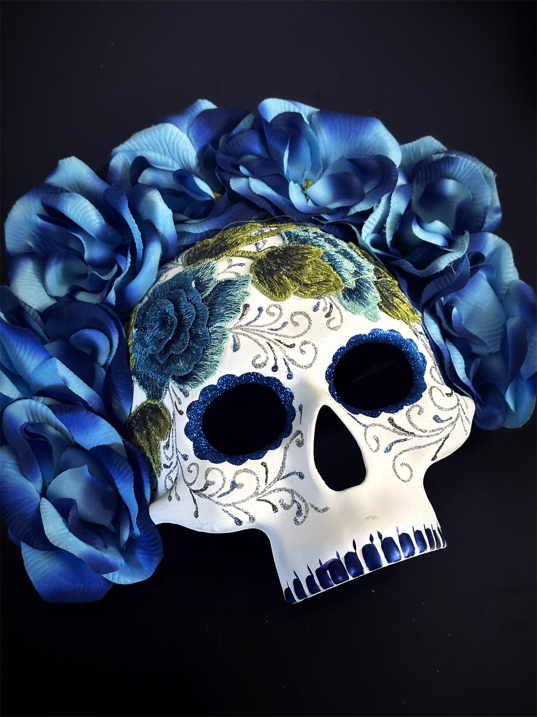 Catrina Flower Mask - Blue/White