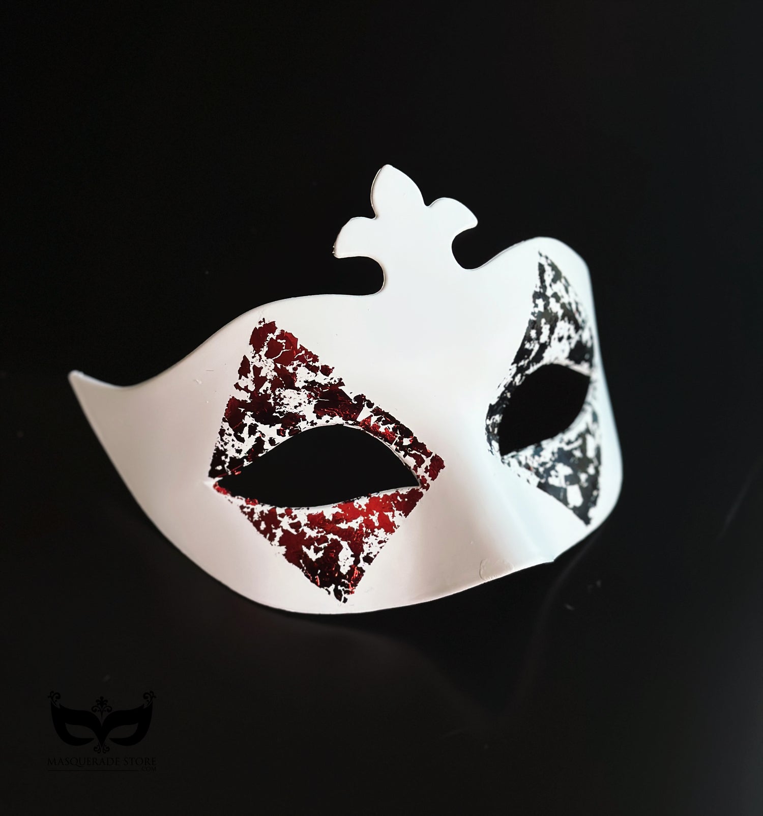High Stakes Harlequin – White Women’s Casino Mask