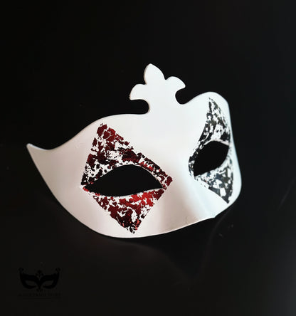 High Stakes Harlequin – White Women’s Casino Mask