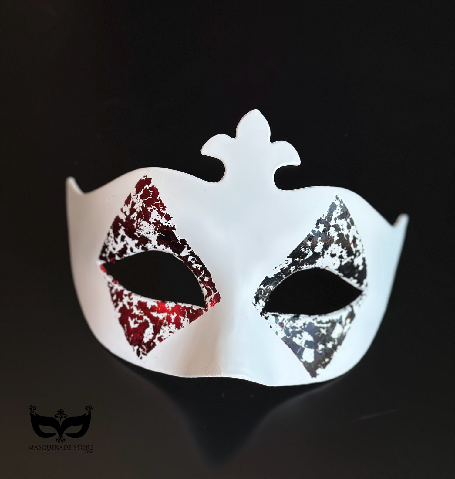 High Stakes Harlequin – White Women’s Casino Mask