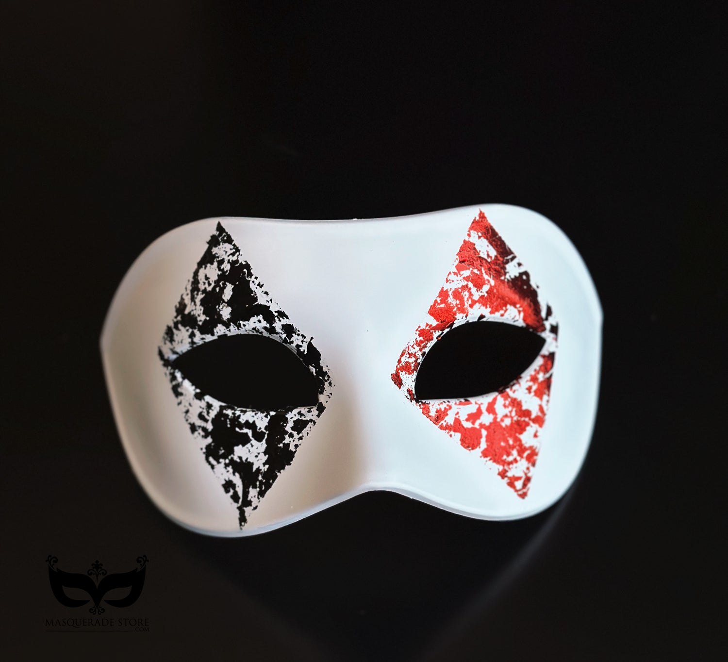 High Stakes Harlequin – White Men’s Casino Mask